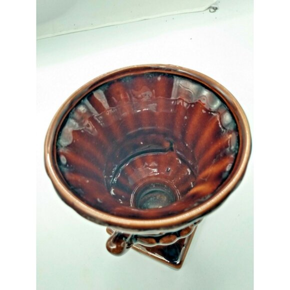 Vintage Beauceware Quebec Canada Glazed Clay Footed Urn Vase 5 7/8" Tall - Picture 5 of 10